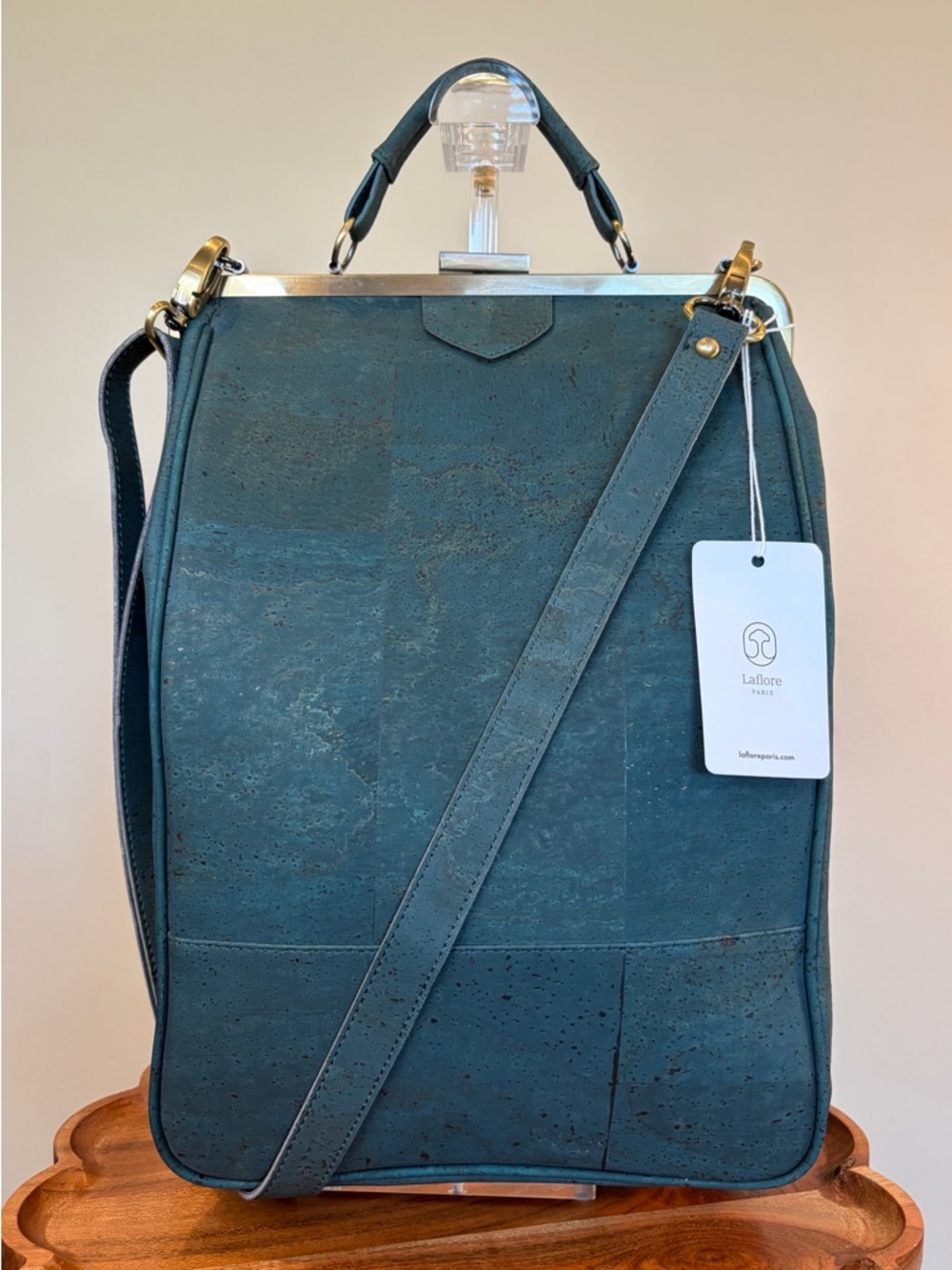 Bobobark La Flore Paris Premium Cork Emerald Green Convertible Backpack EUC - Picture 5 of 16